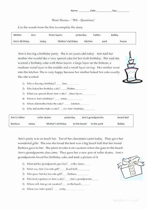 Story Elements Worksheet 2nd Grade Short Stories Questions Answers Worksheet Free Printable