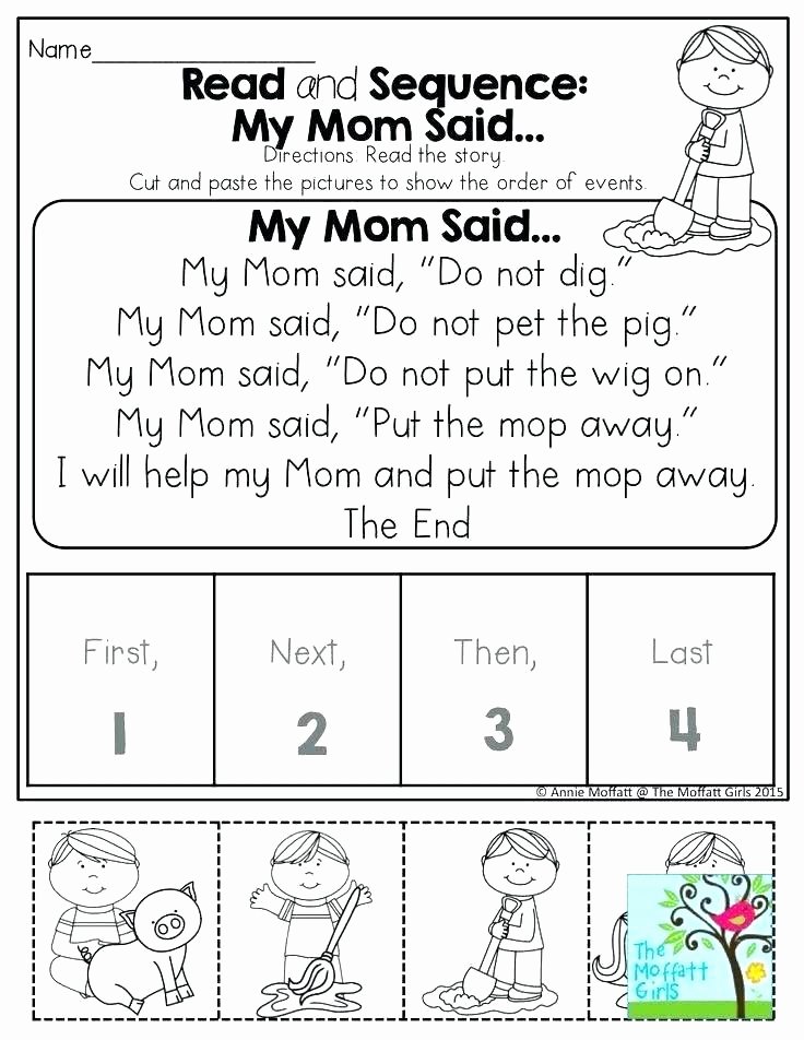 Story Sequence Worksheets for Kindergarten Kindergarten Cutting Worksheets