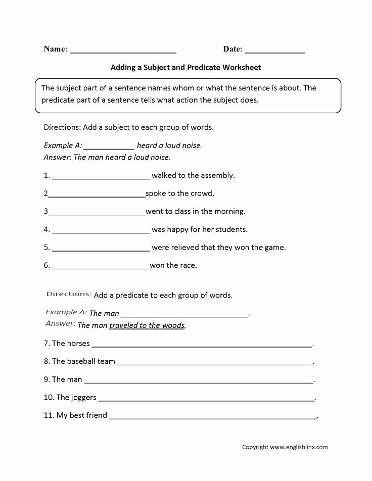 Subject Predicate Worksheet 2nd Grade Grammar Worksheets for Grade 3 Awesome Best Subject