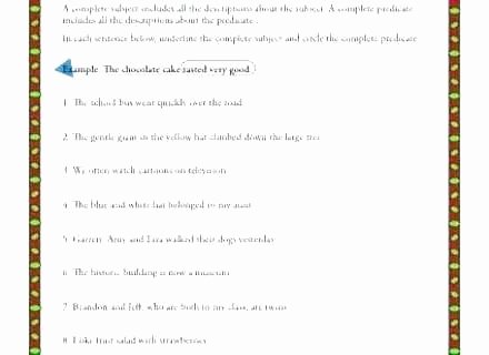 Subject Predicate Worksheet 6th Grade Simple and Plete Predicate Worksheets