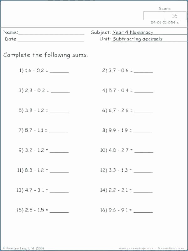 Subtracting Decimals Horizontal Worksheet Adding Decimals Worksheets – Katyphotoart
