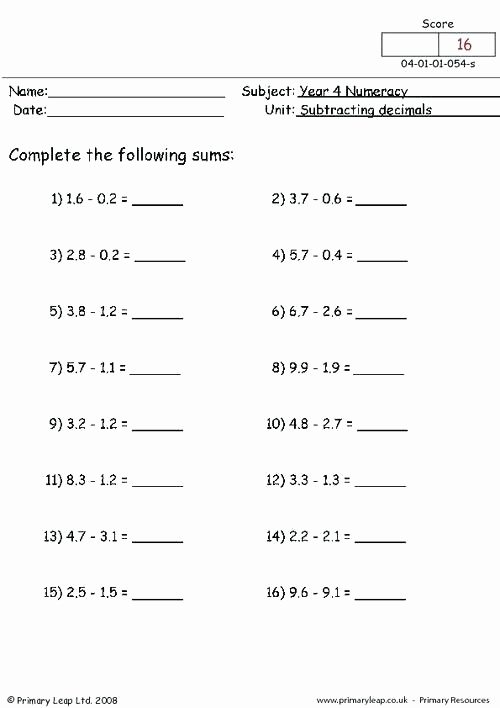 Subtracting Decimals Horizontal Worksheet Decimal Word Problems Worksheet Grade Adding and Subtracting