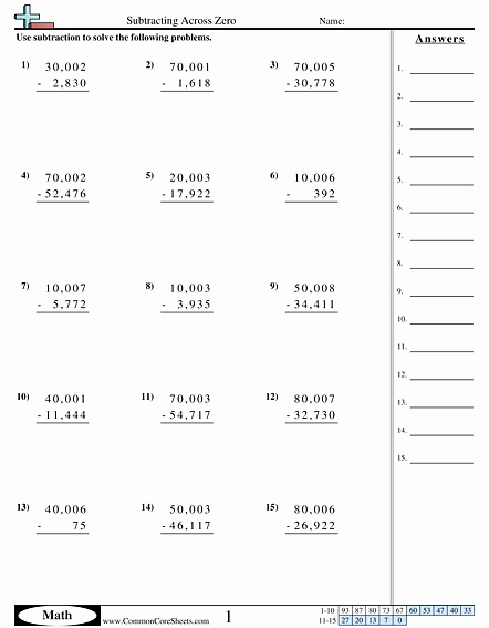 Subtracting Decimals Horizontal Worksheet Subtraction Worksheets