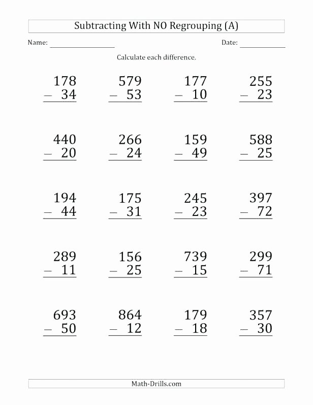 Subtraction Coloring Worksheets 2nd Grade Kids 2 Digit by Subtraction with Regrouping Math Two