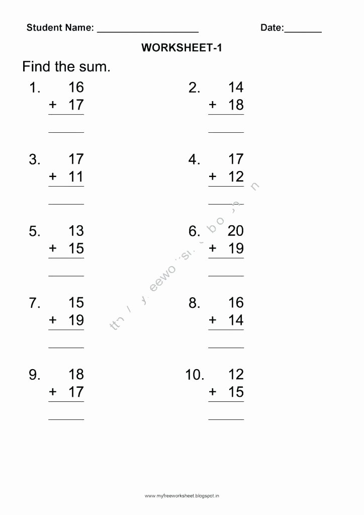 Subtraction Worksheet for 1st Grade 1st Math Worksheets