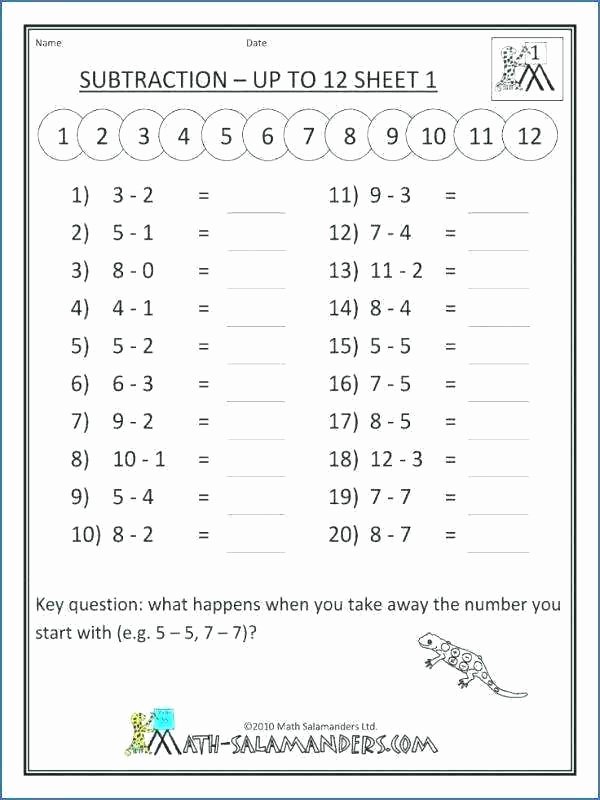 Subtraction Worksheet for 1st Grade First Grade Adding Worksheets