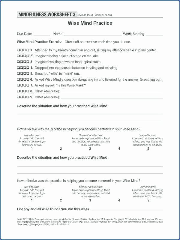 Suffix Ed Worksheet Core Mindfulness Worksheets Wise Mind Worksheet Image