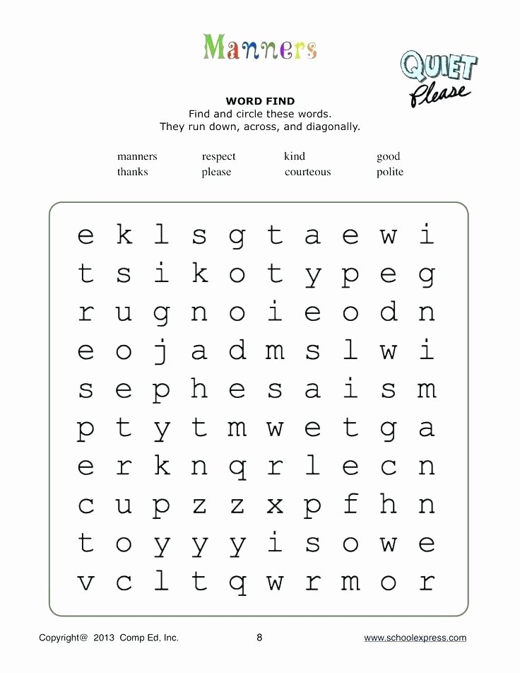 Suffix Ed Worksheet Manners Worksheets for Middle School