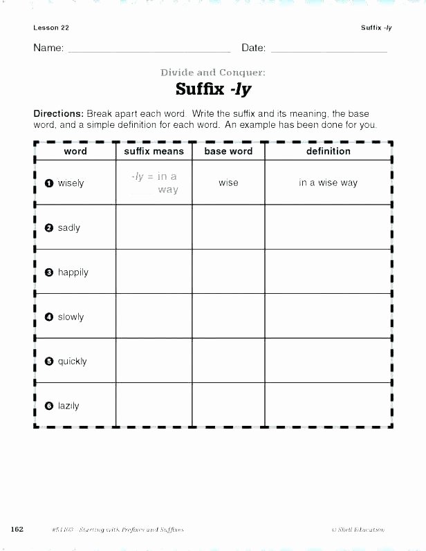 Suffix Ly Worksheet List Chrono Words