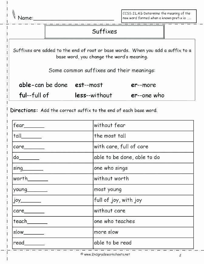 Suffix Worksheets 3rd Grade Free Prefix Worksheets Grade Suffixes for Sixth Printable
