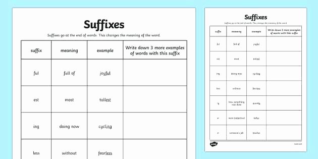 Suffix Worksheets 3rd Grade Suffix S Worksheets Suffixes Worksheet Prefixes and Able Pdf
