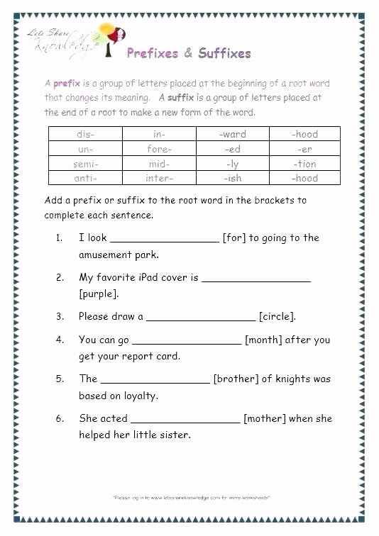 Suffix Worksheets 3rd Grade Suffix Worksheets 5th Grade