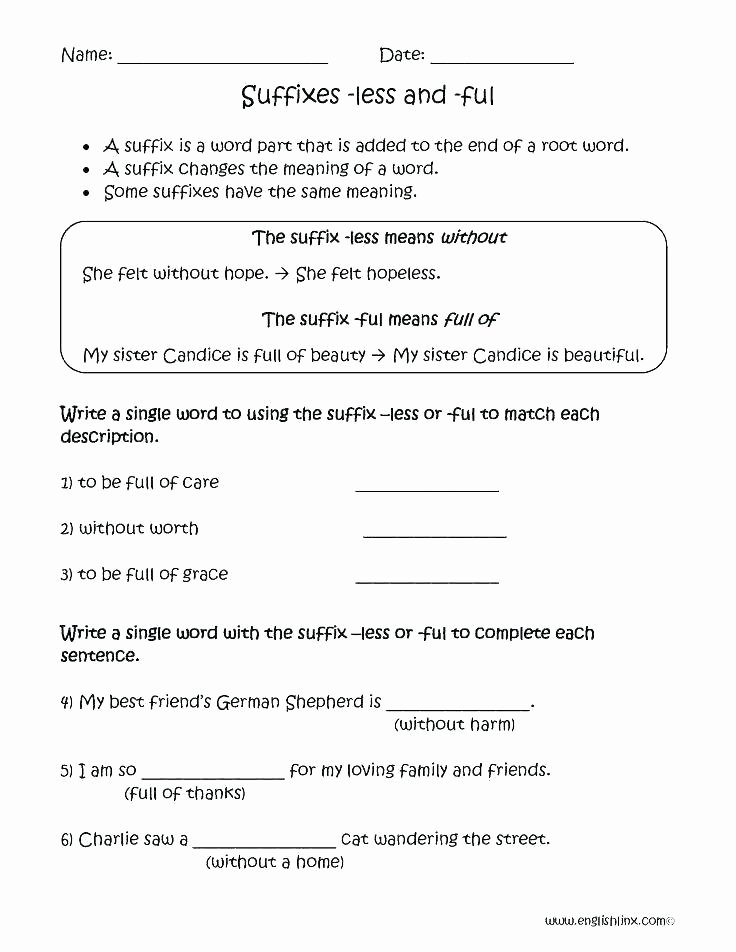 Suffix Worksheets 4th Grade Prefix Worksheets 5th Grade