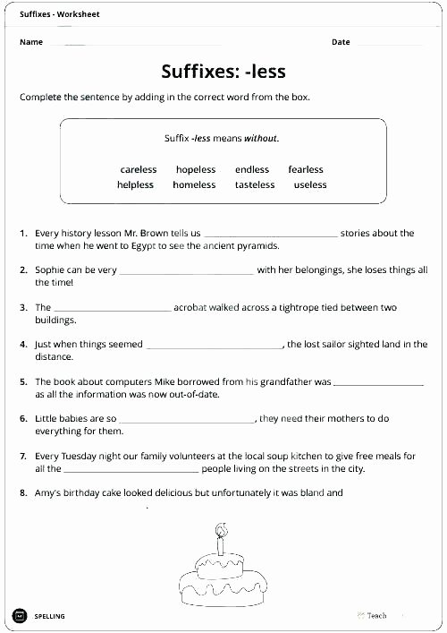 Suffix Worksheets 4th Grade Printable Prefix Suffix Worksheets Grade 9 Free for Math