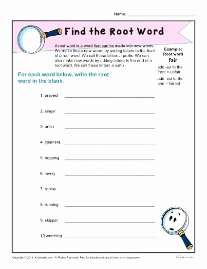 Suffix Worksheets for 4th Grade Find the Root Word Worksheet for Grade Words and Suffixes
