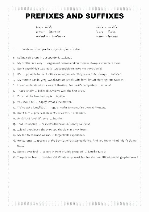 Suffix Worksheets for 4th Grade Prefixes Worksheets