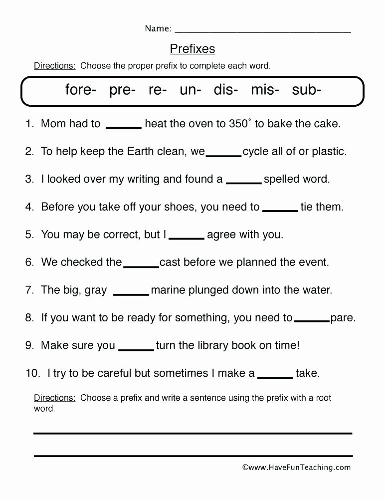 Suffix Worksheets Middle School Prefixes Worksheets