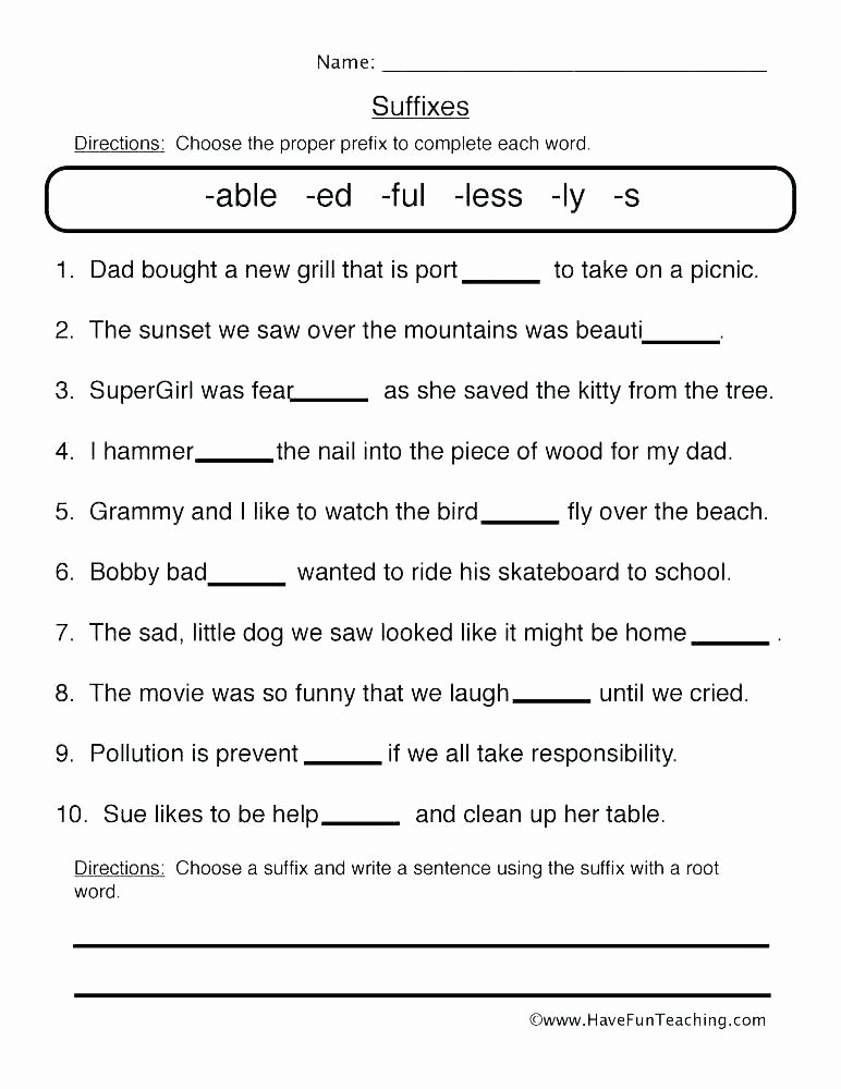 Suffix Worksheets Pdf Manners Worksheets for Middle School