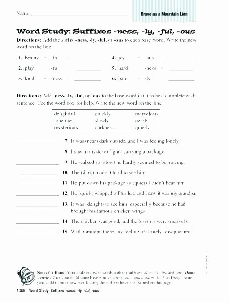 Suffixes Ly and Ful Worksheets Fresh Suffixes Beginning with Vowels Worksheets Less and Board