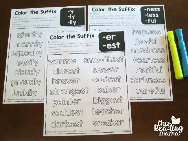 Suffixes Ly and Ful Worksheets Inspirational Color the Suffixes Worksheets This Reading Mama