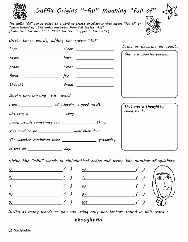 Suffixes Ly and Ful Worksheets Unique Suffixes Beginning with Vowels Worksheets Less and Board