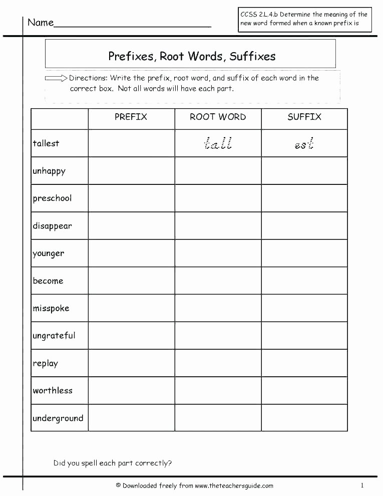 Suffixes Worksheets 4th Grade Prefix and Suffix Worksheets High School