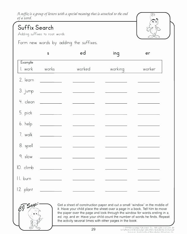 Suffixes Worksheets for 2nd Grade Prefix and Suffix Worksheet Prefix Suffix Root Worksheets