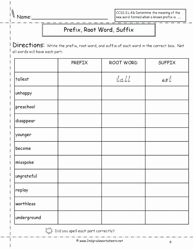 Suffixes Worksheets for 2nd Grade Prefix and Suffix Worksheets 5th Grade