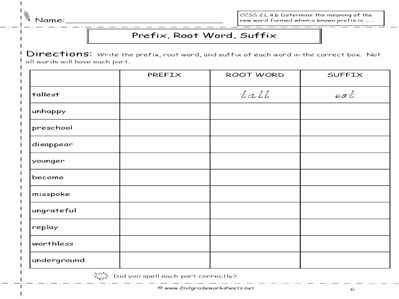 Suffixes Worksheets for 2nd Grade Prefix and Suffix Worksheets with Answers Best Electric