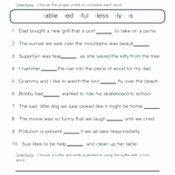 Suffixes Worksheets for 2nd Grade Suffix Worksheets 5th Grade