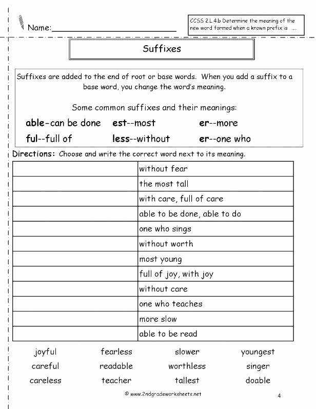 Suffixes Worksheets for 2nd Grade Suffix Worksheets for Grade 2 Suffixes Ed Ing Er Est Ks1
