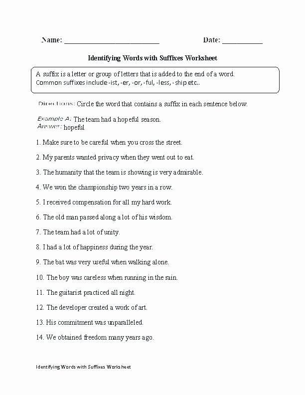 Suffixes Worksheets for 3rd Grade Suffixes Worksheet Worksheets Graphics Suffix Er Est Image