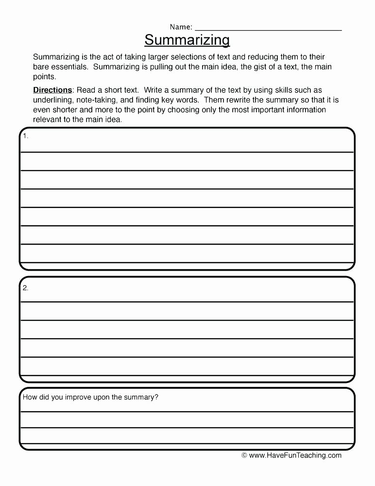 Summarizing Worksheet 3rd Grade 3rd Grade Reading Test Prep Worksheets