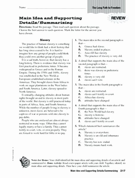 Summarizing Worksheet 3rd Grade Main Idea Worksheets 3rd Grade Free Printable Reading