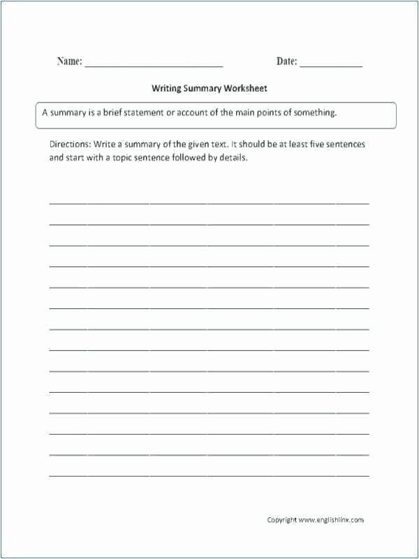 Summary Worksheets 2nd Grade Summarizing Fiction Worksheets Finding the Main Idea