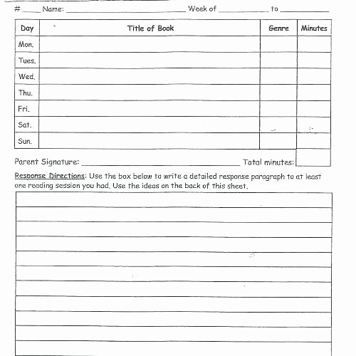 Summary Worksheets 5th Grade Reading Response Log Template – thedistro