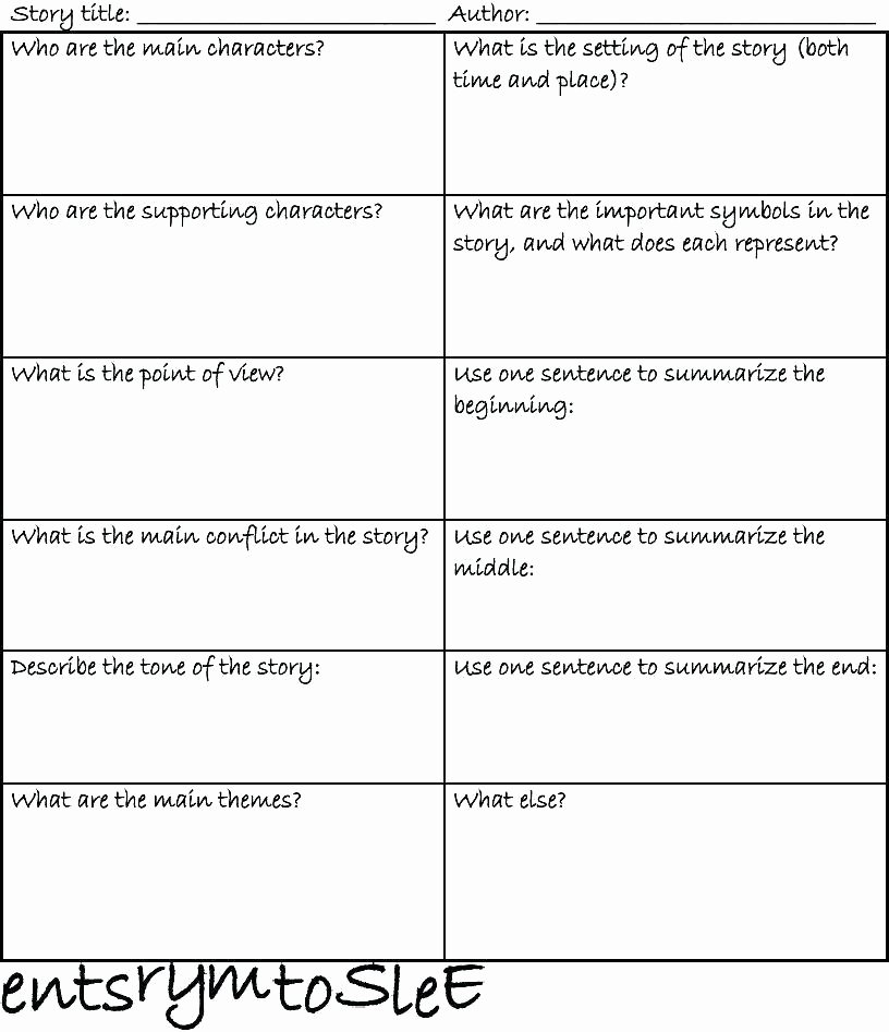 Summary Worksheets Middle School Story Plot Worksheets