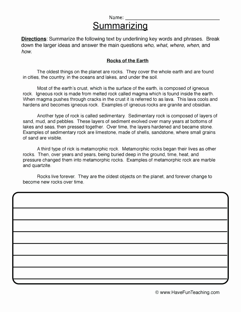 Summary Worksheets Middle School Summarizing Worksheets for 5th Grade – Primalvape