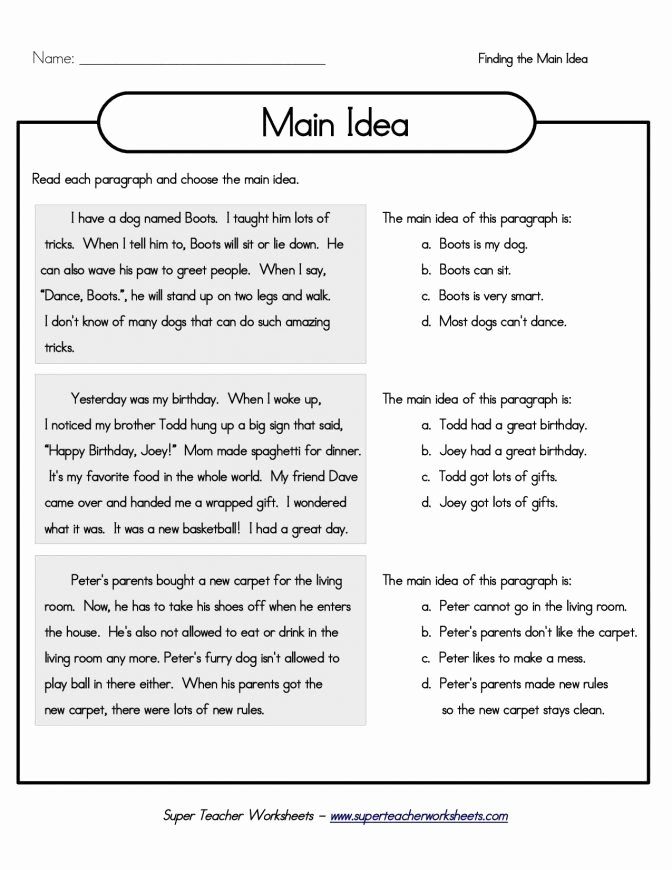 Super Teacher Log In Main Idea Worksheet Good Site with Worksheets by Grade Level