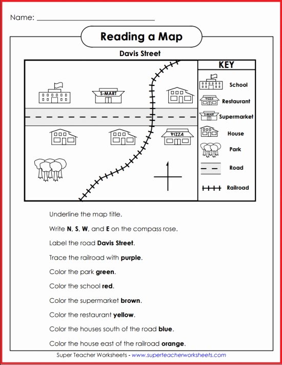 Super Teacher Worksheets Login Password Basic Map Skills Davis Street Activity