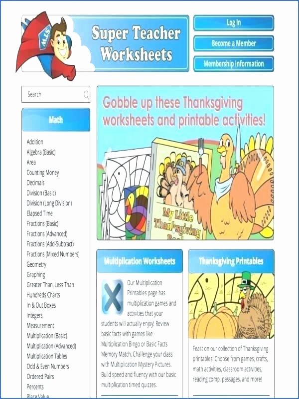 Super Teacher Worksheets Login Password Super Teacher Worksheets Thanksgiving Grammar Essay for Grade
