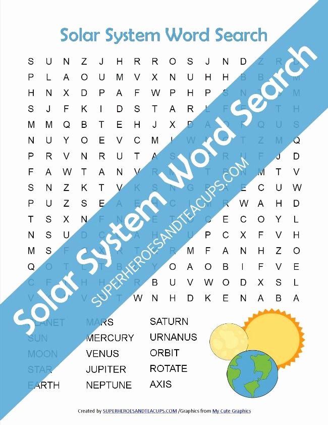 Superhero Word Search Printable solar System Word Search Free Printable