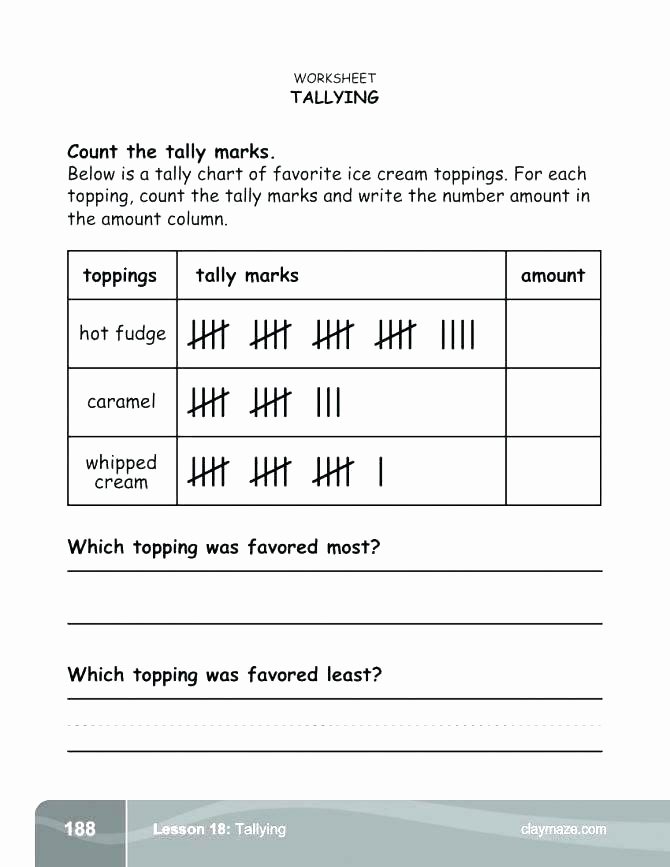 Tally Mark Worksheets for Kindergarten Printable Math Worksheets for Kids Tally Chart Free Charts