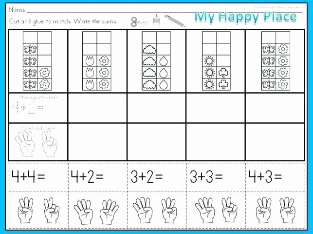 Ten Frame Worksheets First Grade Best Of Cut and Paste Math Worksheets for Kindergarten Free