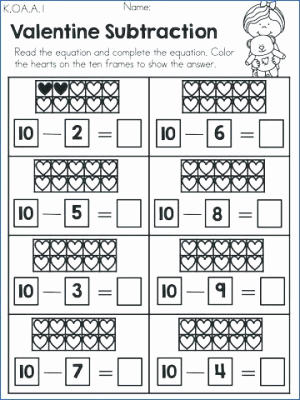 Ten Frame Worksheets for Kindergarten Number Bonds to Free Math Worksheets Ten Frames Subtraction
