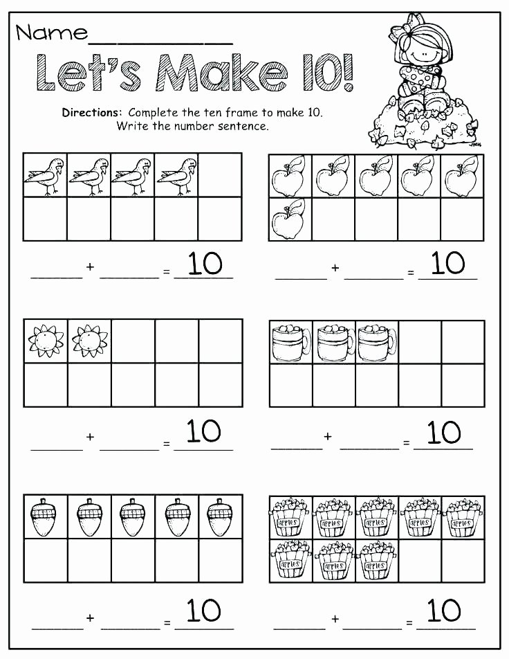 Ten Frame Worksheets Kindergarten Making 10 Worksheets Kindergarten
