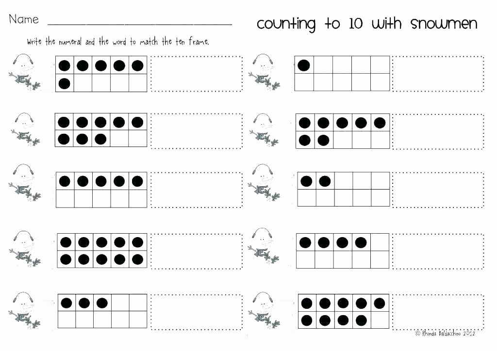 Ten Frame Worksheets Kindergarten Practice Writing Letters and Numbers Worksheets