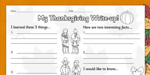 Thanksgiving Phonics Worksheets Free Thanksgiving Write Up Worksheet Thanksgiving