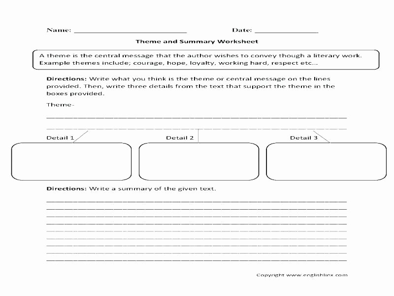 Theme Worksheet Grade 4 Summary Worksheets Grade Text Template Synonym Identifying