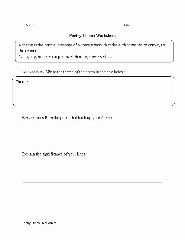 Theme Worksheets for 5th Grade Grade 3 Poetry Worksheets